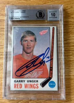 Autographed Garry Unger 1969-70 O-Pee-Chee Red Wings Card #159 Beckett Slabbed