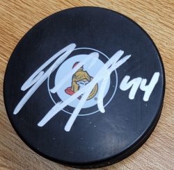 Autographed JEAN-GABRIEL PAGEAU Ottawa Senators Hockey Puck