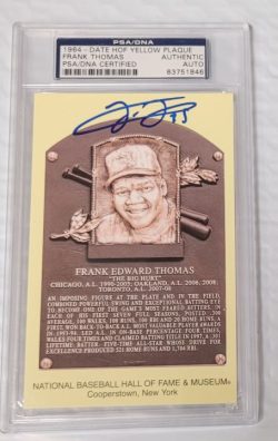 Autographed Frank Thomas Hall of Fame Gold Plaque PSA Slabbed