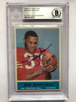 Autographed Jimmy Johnson 49ers 1964 Philadelphia Gum Rookie Card #161 Beckett Slabbed