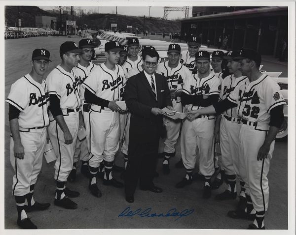 AUTOGRAPHED DEL CRANDALL 8x10 Milwaukee Braves Photo