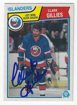 CLARK GILLIES Autographed 1981-82 O-Pee-Chee New York Islanders Card