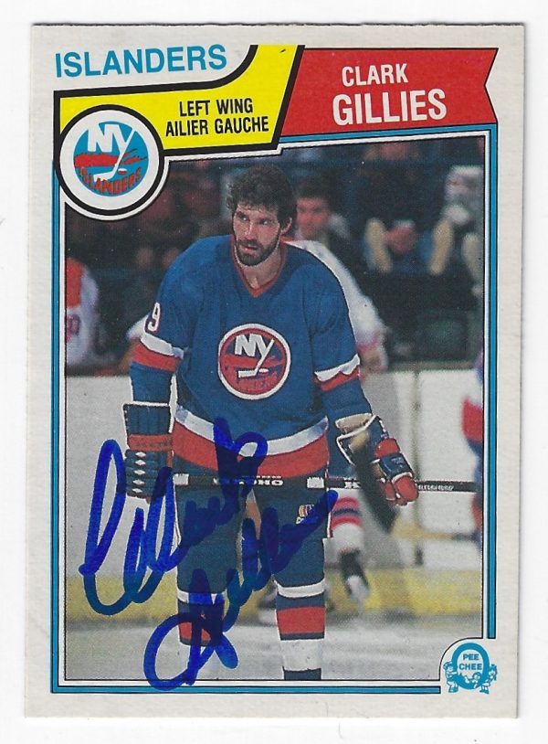 CLARK GILLIES Autographed 1981-82 O-Pee-Chee New York Islanders Card