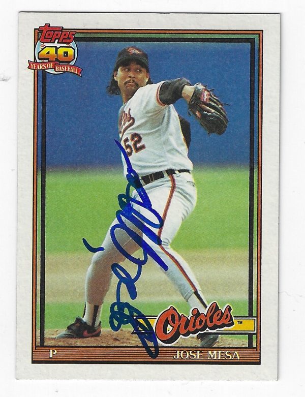 Autographed JOSE MESA 1991 Topps Card