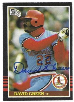 Autographed DAVID GREEN St. Louis Cardinals 1985 Donruss Card