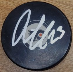 Autographed OSKAR LINDBLOM Philadelphia Flyers Hockey Puck
