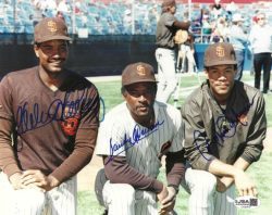 AUTOGRAPHED SANDY JR, SANDY SR, ROBERTO ALOMAR  8X10 San Diego Padres photo JSA