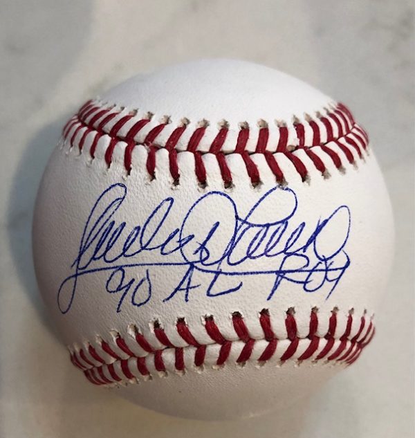 Autographed Sandy Alomar "90 AL ROY "  Rawlings Official Major League Baseball