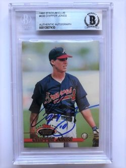 Autographed 1993 Stadium Club Chipper Jones Braves Rookie Card #638 Beckett Slabbed
