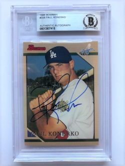 Autographed 1996 Bowman Paul Konerko Dodgers Rookie Card #338 Beckett Slabbed