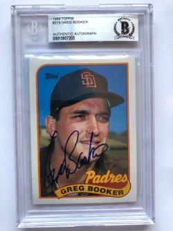 Autographed 1989 Topps Greg Booker Padres card #319 BAS Beckett Slabbed
