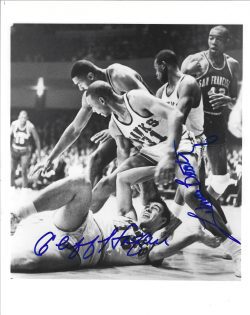 Autographed CLIFF HAGAN & ZELMO BEATY 8x10 ST. LOUIS HAWKS photo