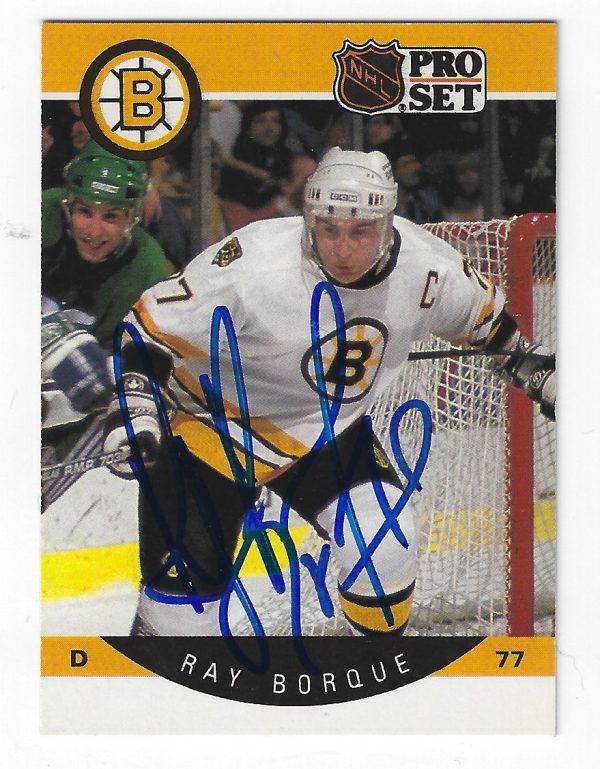 Autographed 1990-91 Pro Set RAY BOURQUE Boston Bruins Hockey Card #1