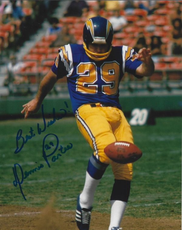 Autographed DENNIS PARTEE 8X10 San Diego Chargers Photo