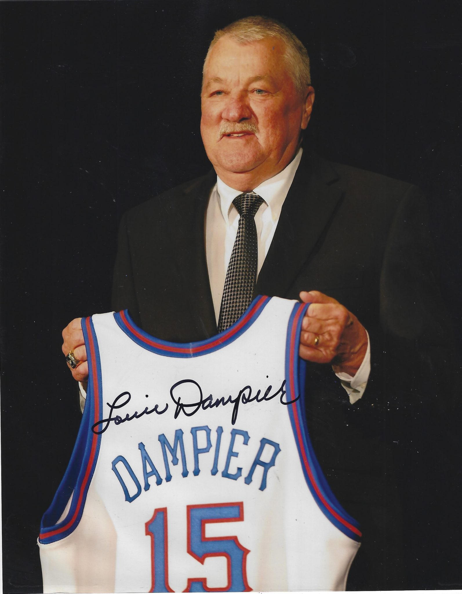 Autographed LOUIE DAMPIER 8X10 Kentucky Colonels photo Main Line
