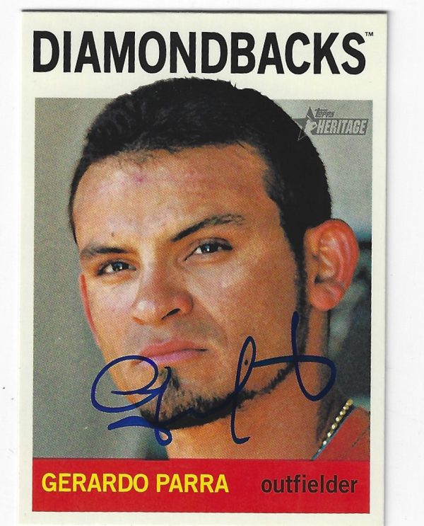 Autographed GERARDO PARRA Arizona Diamondbacks  2013 Topps Heritage Card