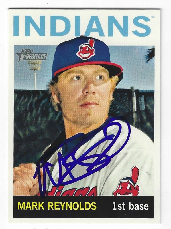 Autographed Mark Reynolds Cleveland Indians 2013 Topps Heritage Card Main Line Autographs