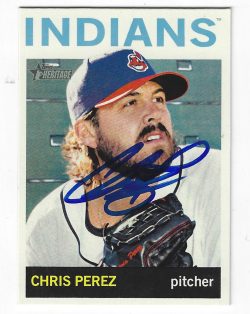 Autographed CHRIS PEREZ Cleveland Indians 2013 Topps Heritage Card
