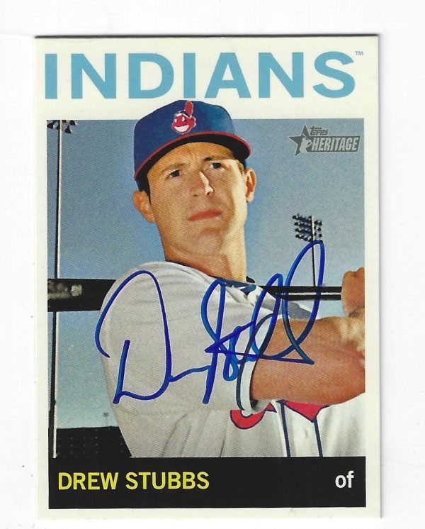 Autographed DREW STUBBS Cleveland Indians 2013 Topps Heritage Card