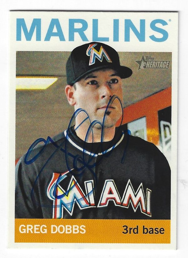 Autographed GREG DOBBS Miami Marlins 2013 Topps Heritage Card