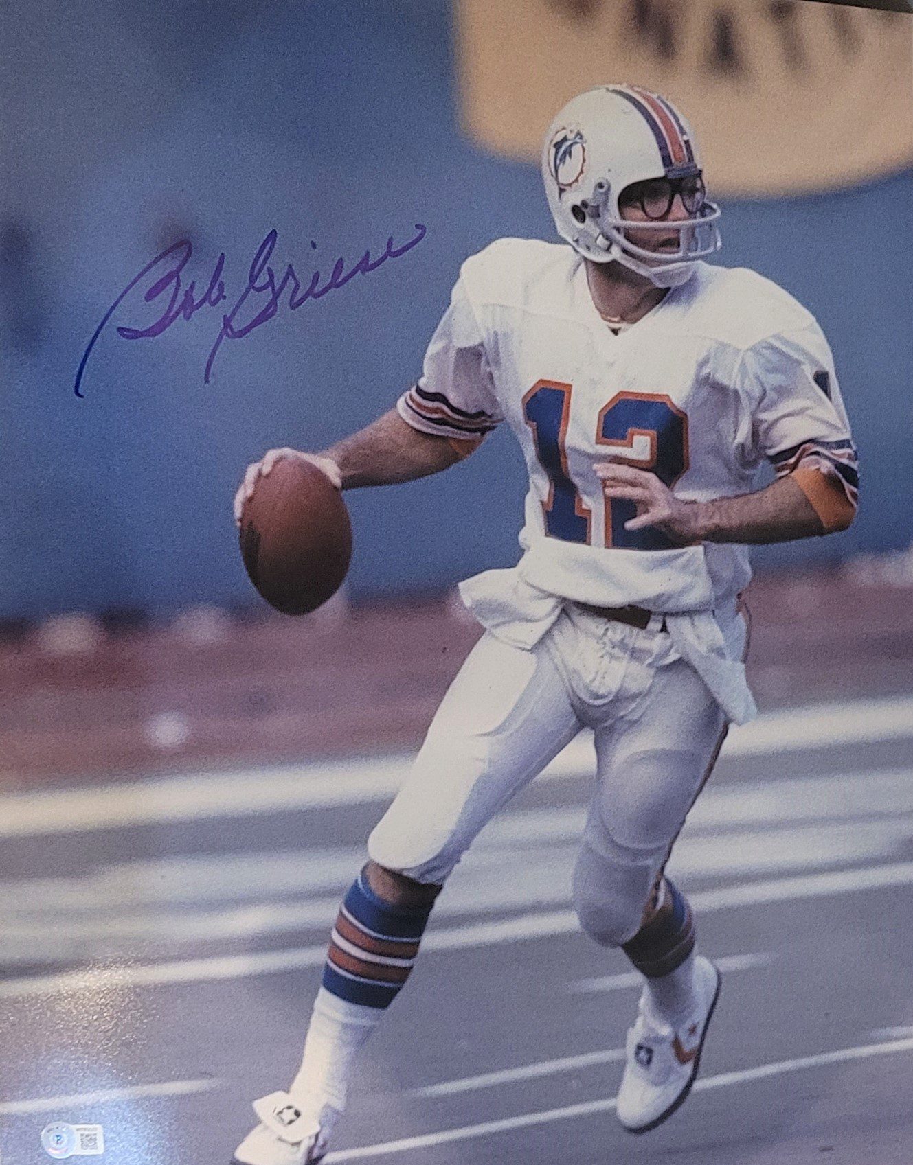 Autographed BOB GRIESE 16X20 Miami Dolphins photo Beckett Witness