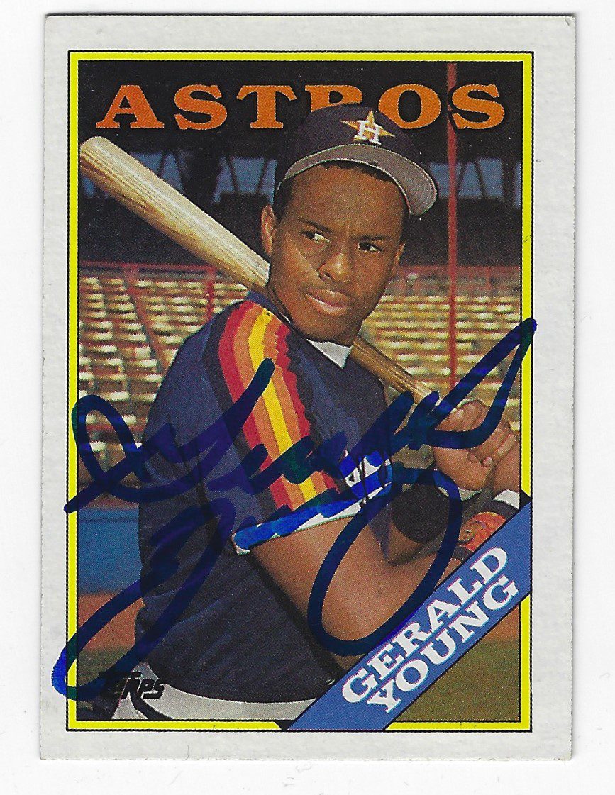 Autographed GERALD YOUNG Houston Astros 1988 Topps card - Main Line  Autographs