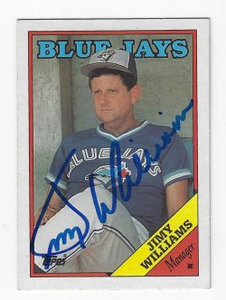 Autographed JIMY WILLIAMS Toronto Blue Jays1988 Topps Card