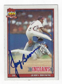 Autographed JERRY BROWNE Cleveland Indians 1991 Topps Card