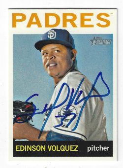 Autographed EDINSON VOLQUEZ San Diego Padres 2013 Topps Heritage Card #212