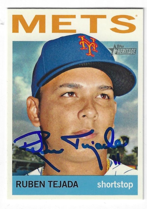 Autographed RUBEN TEJADA New York Mets 2013 Topps Heritage Card #129