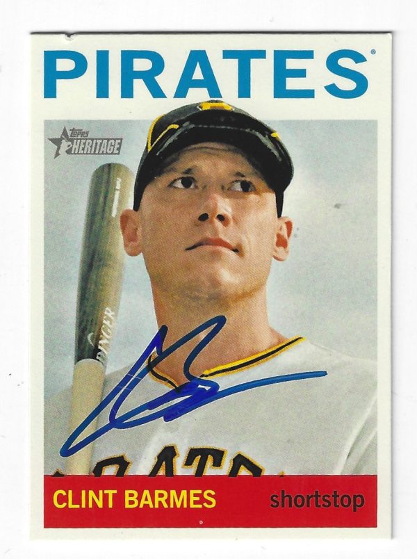Autographed CLINT BARMES Pittsburgh Pirates 2013 Topps Heritage Card #397