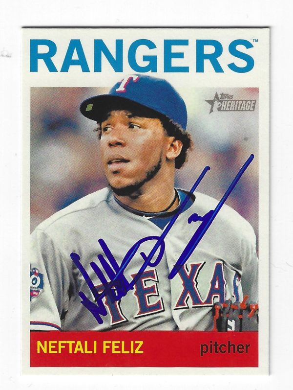 Autographed NEFTALI FELIZ Texas Rangers 2013 Topps Heritage Card #363