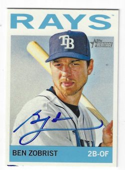 Autographed BEN ZOBRIST Tampa Bay Rays 2013 Topps Heritage Card #36