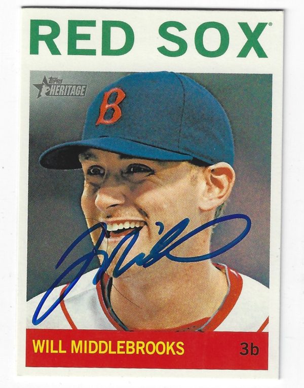Autographed WILL MIDDLEBROOKS Boston Red Sox 2013 Topps Heritage Card #60