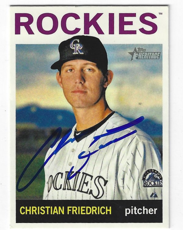 Autographed CHRISTIAN FRIEDRICH Colorado Rockies 2013 Topps Heritage Card #93