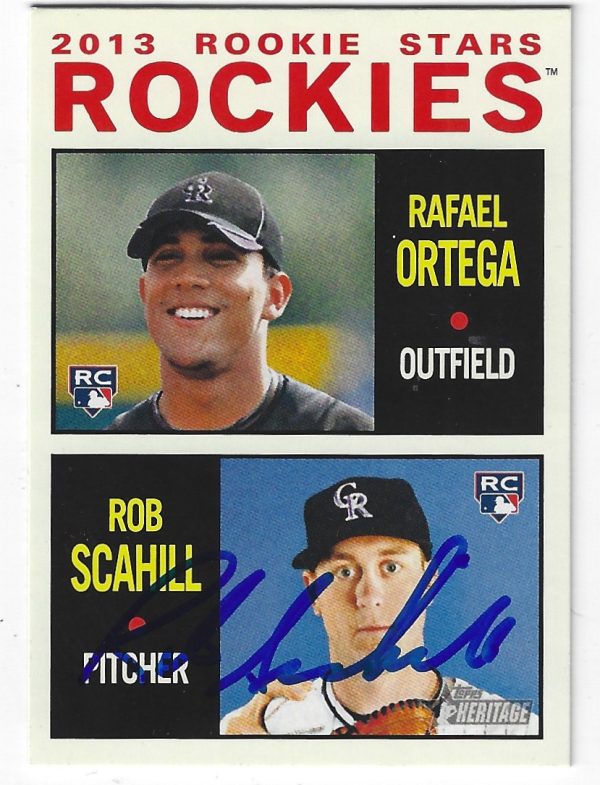 Autographed ROB SCAHILL Colorado Rockies 2013 Topps Heritage Card #378