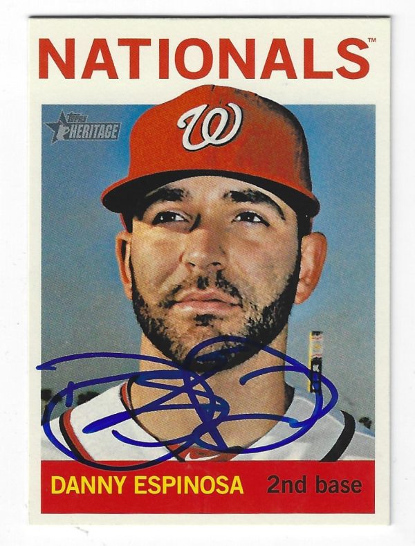 Autographed DANNY ESPINOSA Washington Nationals 2013 Topps Heritage Card #323