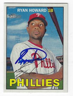 Autographed RYAN HOWARD Philadelphia Phillies 2016 Topps Heritage Card #290