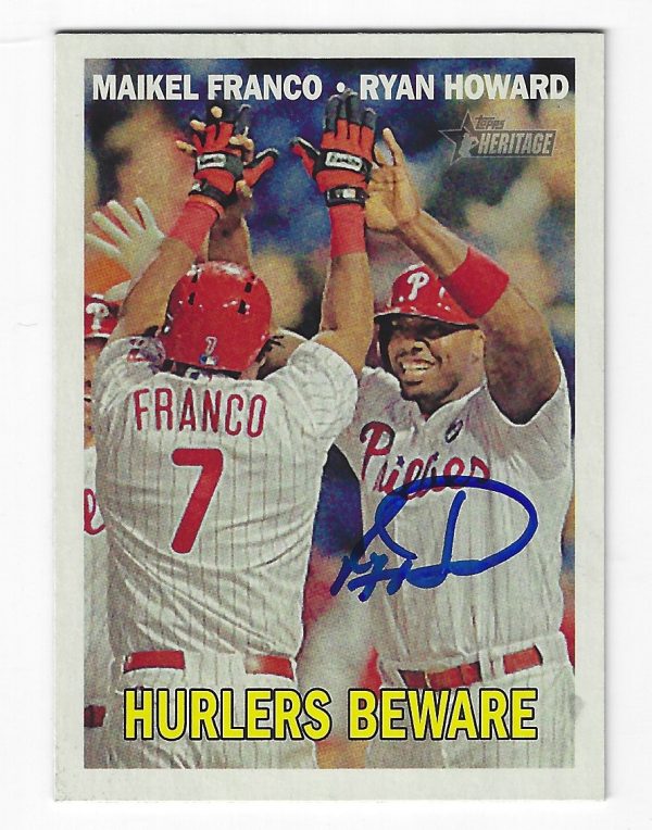 Autographed RYAN HOWARD Philadelphia Phillies 2016 Topps Heritage Card #309