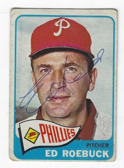 Autographed ED ROEBUCK Philadelphia Phillies 1965 Topps Card