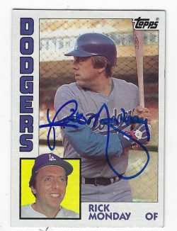 Autographed RICK MONDAY Los Angeles Dodgers 1984 Topps Card