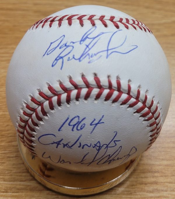 Autographed GORDON RICHARDSON "Cardinals 1964 World Champs"  Official Rawlings Major League Baseball