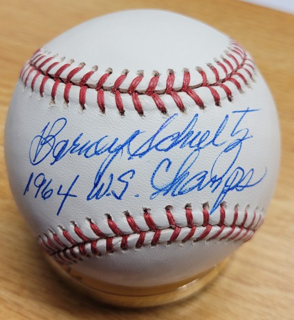 Autographed BARNEY SCHULTZ "1964 WS Champs" Official Major League Baseball