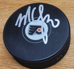 Autographed MIKE YEO Philadelphia Flyers Hockey Puck