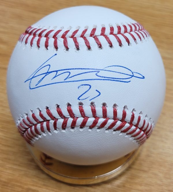 Autographed VLADIMIR GUERRERO Jr. Official Rawlings Major League Baseball Beckett Witness