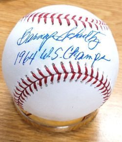 Autographed BARNEY SCHULTZ "1964 WS Champs" Official Major League Baseball