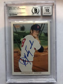 Autographed 2002 Topps 206 Carl Yastrzemski Boston Red Sox #170 Beckett Slabbed - 10