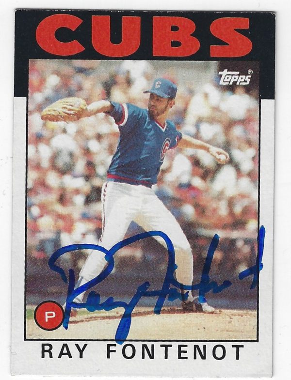 Autographed RAY FONTENOT CHICAGO CUBS 1986 Topps Card