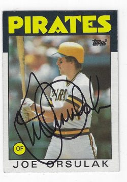 Autographed JOE ORSULAK Pittsburgh Pirates 1986 Topps Card