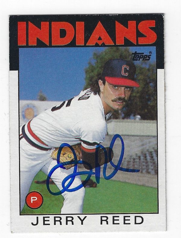 Autographed JERRY REED Cleveland Indians 1986 Topps Card